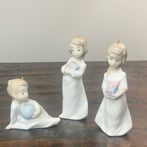 Lladro Mini Camicones Christmas Morning Porcelain 3 Figure Set VTG Ornaments